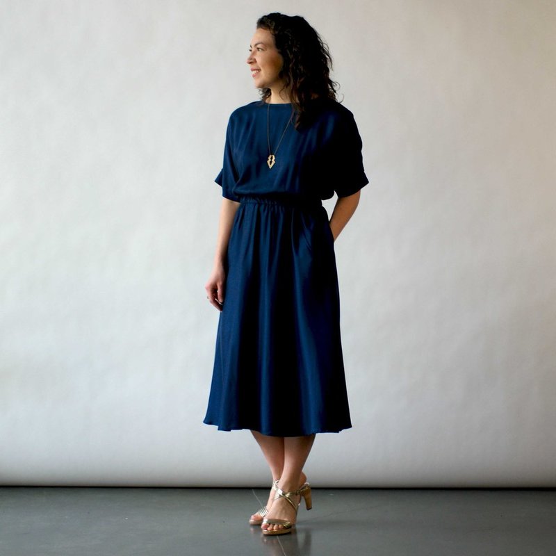 fitted lace wedding dress Tanya Ripple Flowy Maxi Dress Navy Blue M / Navy main image 0