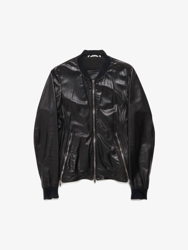 Yves Saint Laurent M Ziped Detailed Metall Leather Jacket - Black 