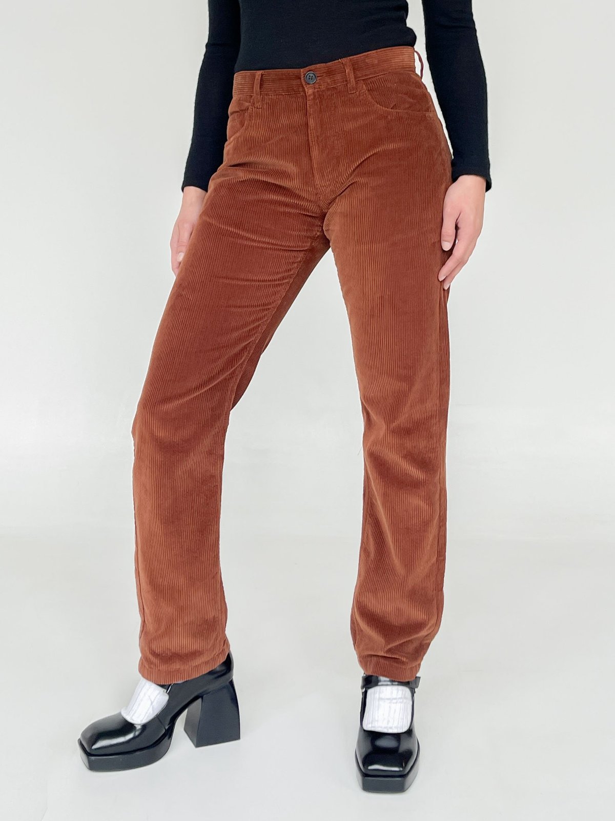 パンツ Miu Miu Camel Corduroy Pant Miu Miu Corduroy Five-Pocket Straight-Leg Trousers in Brown