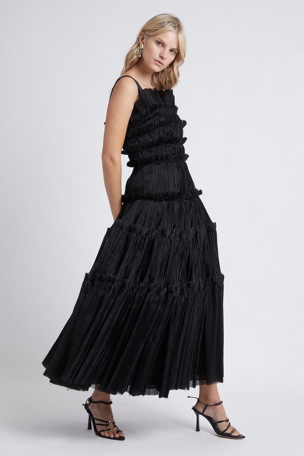 open lace back dress Jacinto Pleated Mini Dress