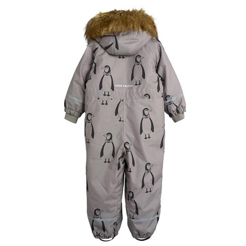 Kids Mini Rodini Baby Kebnekaise Snowsuit With All Over Penguin Print - Grey Kids Mini Rodini Baby Kebnekaise Snowsuit With All Over Penguin Print - Grey