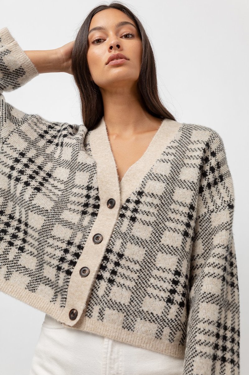 Rails Reese Cardigan Black/Oat Plaid Garmentory
