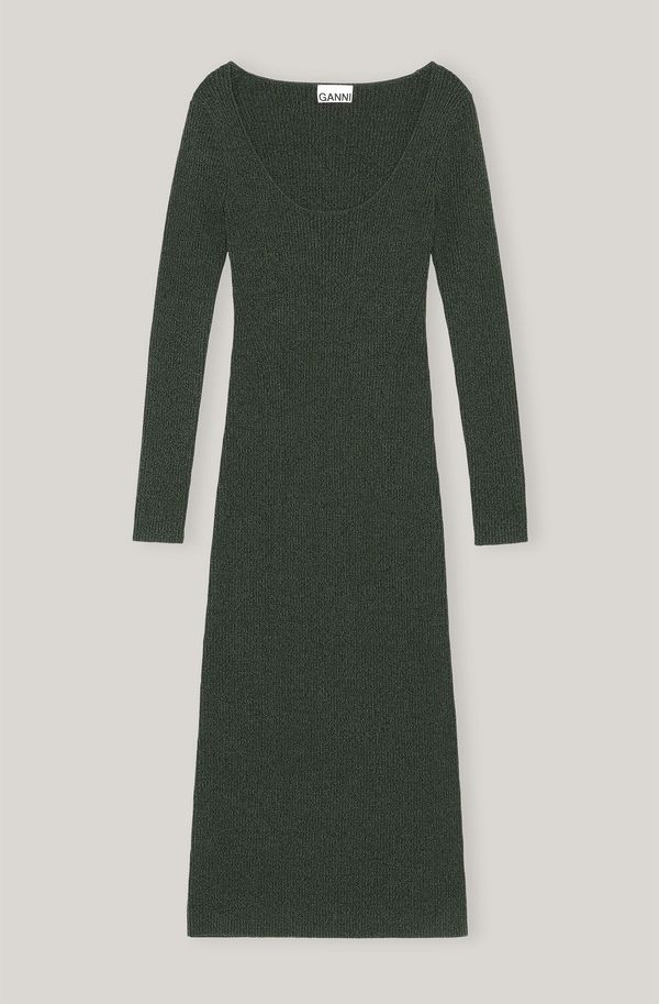 Ganni Knit Midi Dress - Dark Green
