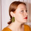 Wasted Effort Swamp Thing Earrings - Olive Green - Thumbnail 2