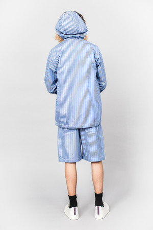 Comme Des Garçons SHIRT boys Hooded Zip Jacket Blue/White Stripe