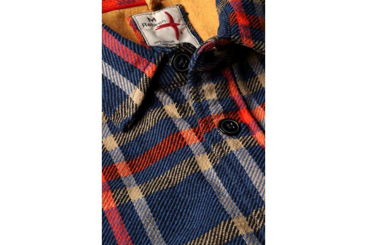 Relwen Blanket Flannel Brt Shirt Navy/Camel Plaid Garmentory