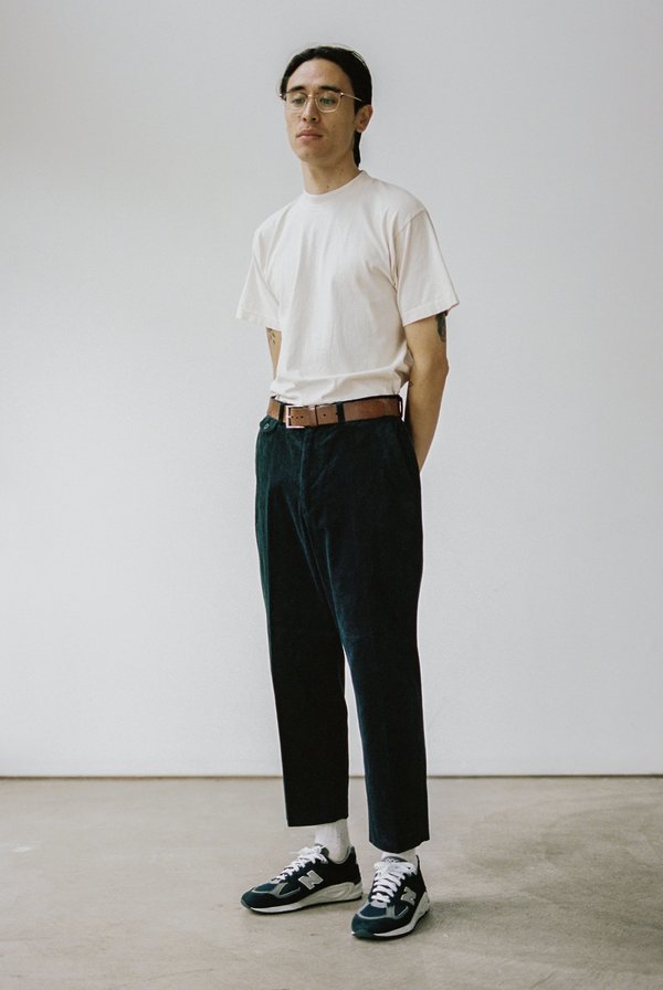 ENDS and MEANS Grandpa Cord Trousers - Navy on Garmentory