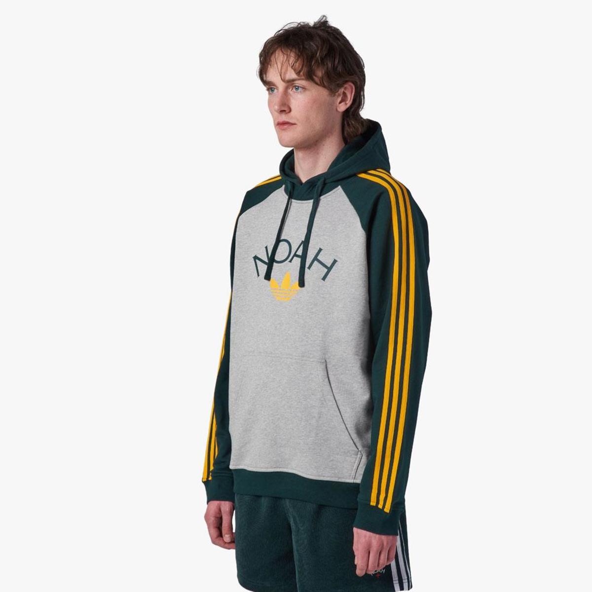 adidas Originals x Noah 3-Stripes Pullover Hoodie - Medium Grey