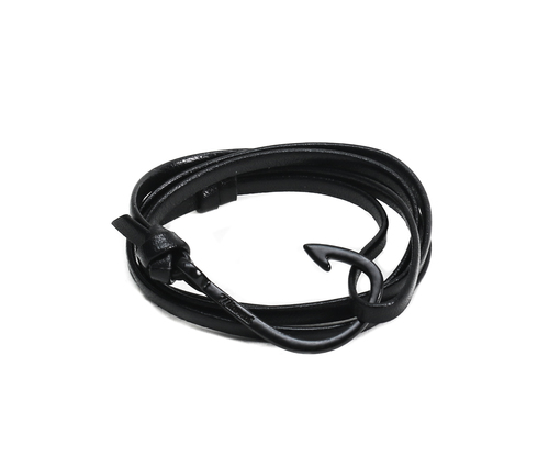 Miansai Black Fish Hook And Black Leather Wrap Bracelet Miansai Black Fish Hook And Black Leather Wrap Bracelet