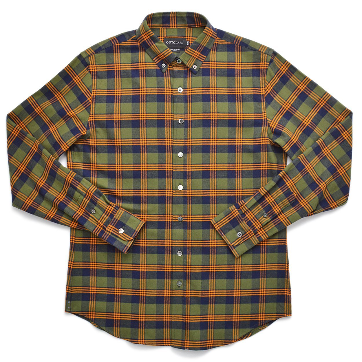 Outclass Hunter Outclass Hunter Plaid Flannel Shirt - olive green/yellow/navy | Garmentory