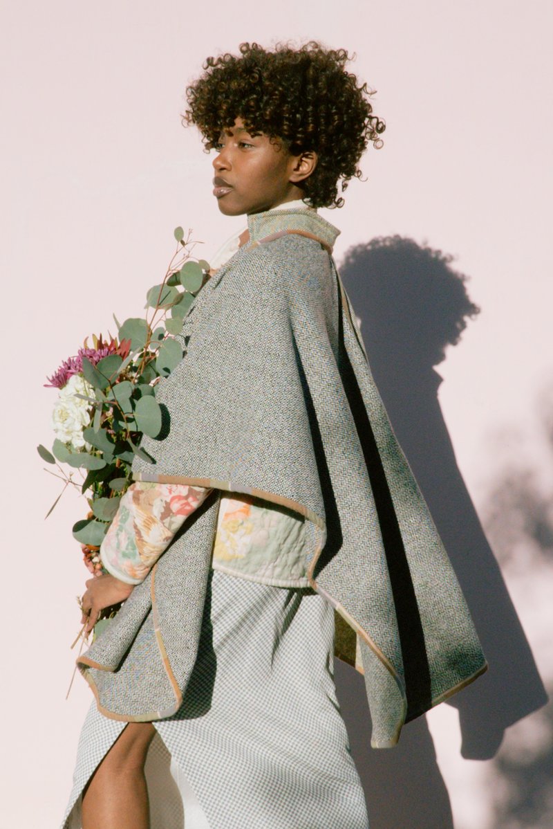 Jess Meany Sage & Pepper Wool Collared Poncho sweater - multi