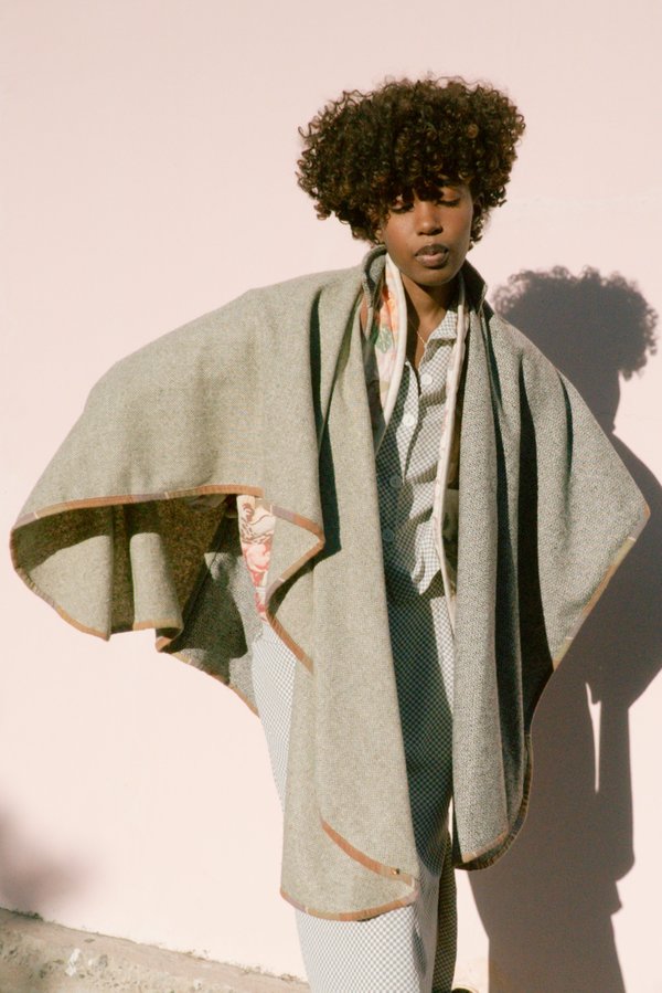 Jess Meany Sage & Pepper Wool Collared Poncho sweater - multi