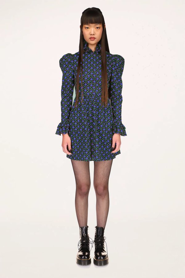 Anna Sui x Batsheva Prairie Mini Dress - Cornflower