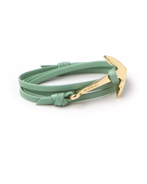 Miansai Gold Anchor And Seafoam Leather Wrap Bracelet Miansai Gold Anchor And Seafoam Leather Wrap Bracelet