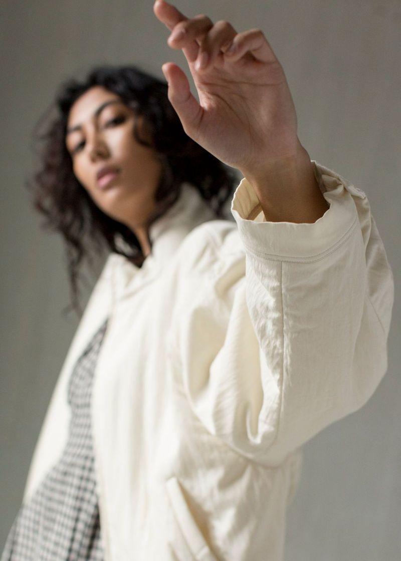 Amomento Padded Shirring Crop Jumper - Cream | Garmentory