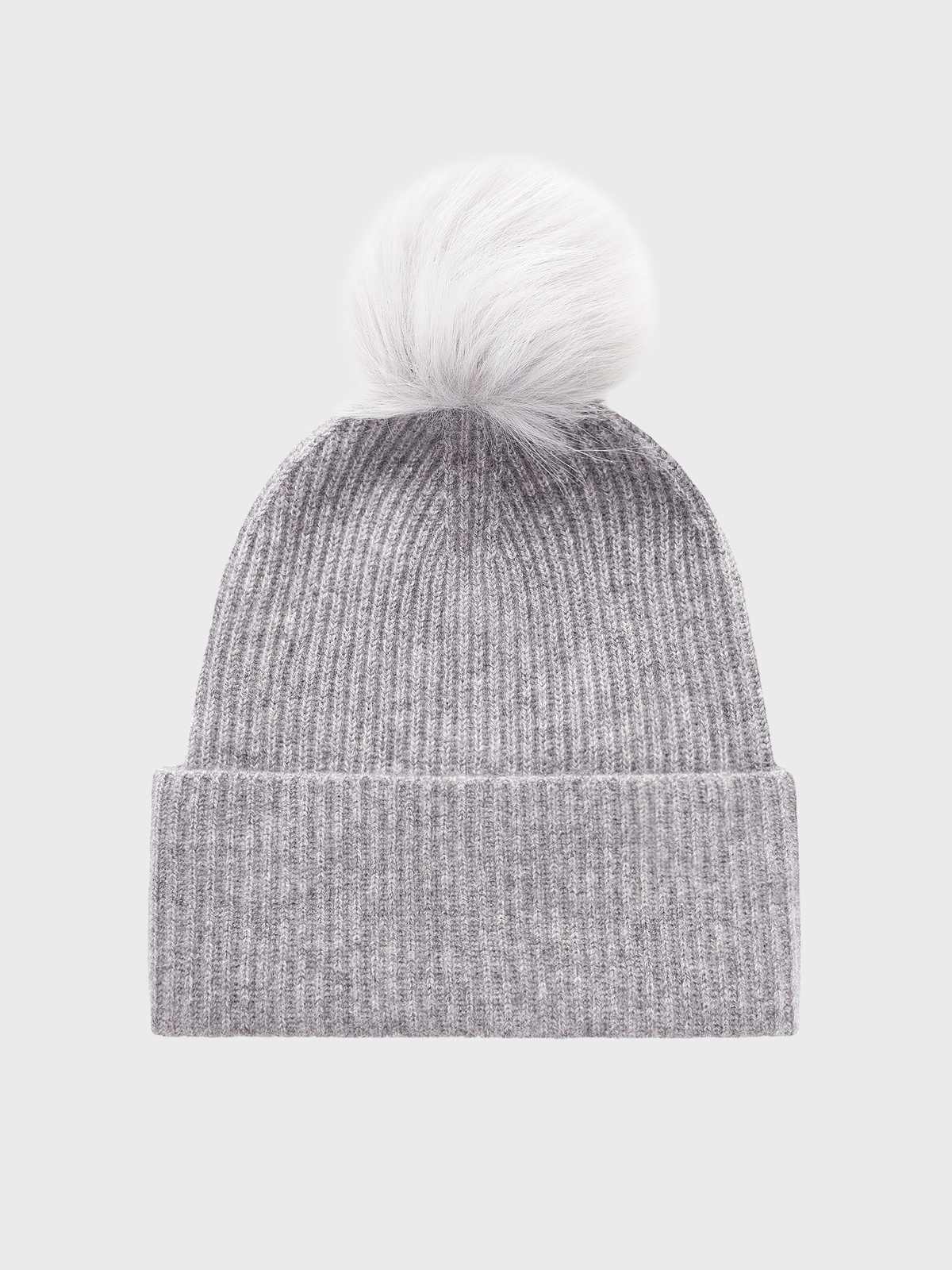 White + Warren Cashmere Turnback Ribbed Beanie With Pom  display picture 1