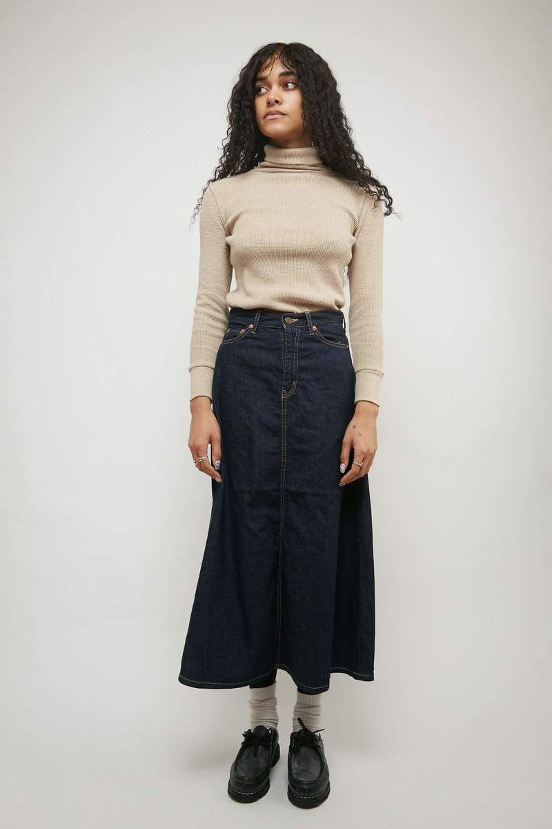 Beams Boy Denim 5Pockets Long Skirt - Blue Indigo | Garmentory