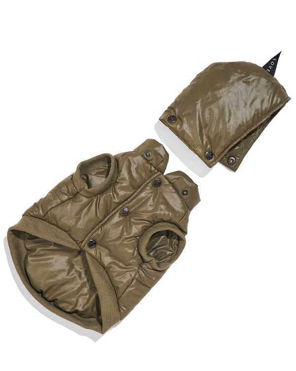 FOUND MY ANIMAL Puffer Removable Hood Coat - Olive