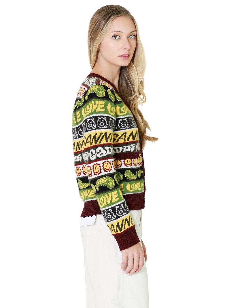 GANNI ガニー RECYCLED WOOL SMILEY Ganni Recycled Wool Smiley Cardigan | Garmentory
