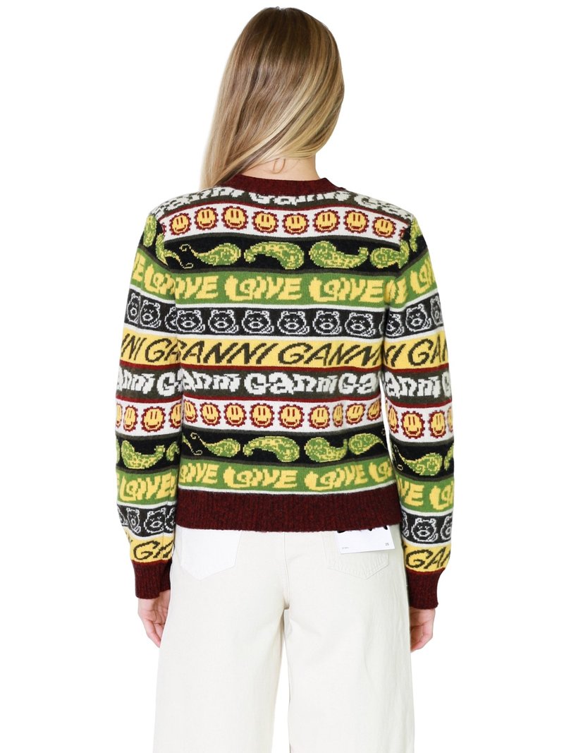 Ganni Recycled Wool Smiley Cardigan | Garmentory
