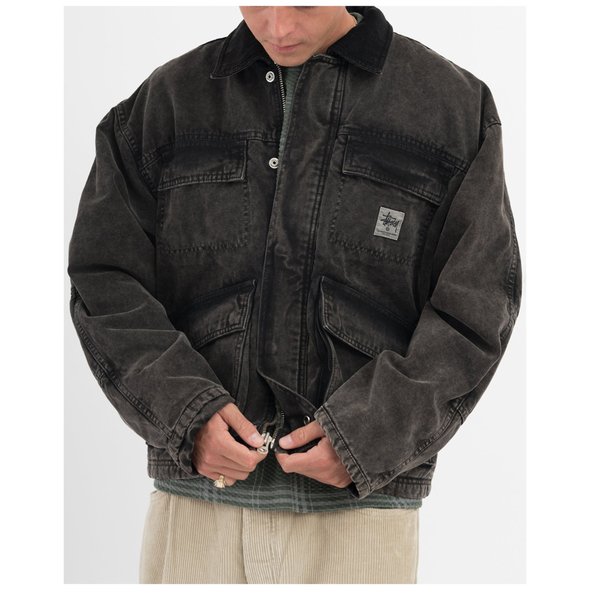 Stüssy Washed Canvas Shop Jacket - Black | Garmentory