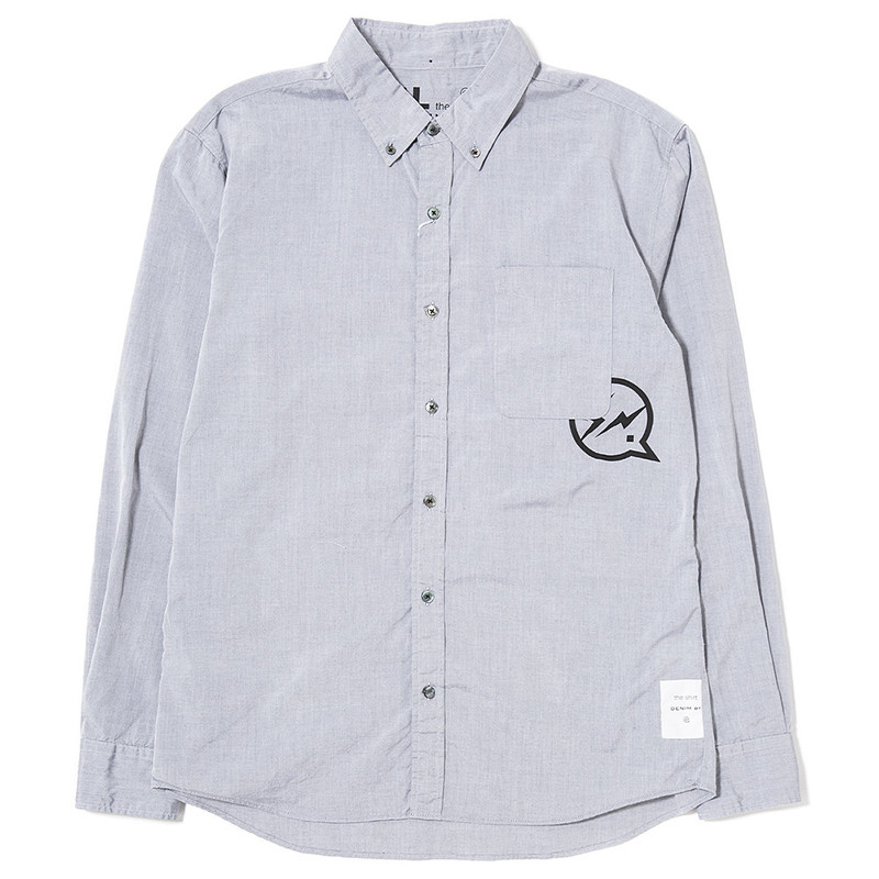 DENIM BY VANQUISH & FRAGMENT BROADCLOTH BUTTON DOWN SHIRT - BLACK 