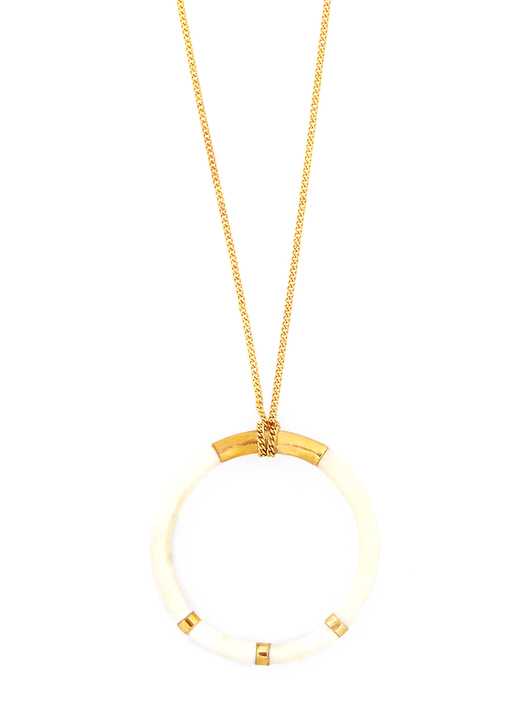 A Peace Treaty Niri Round Gold and Bone Pendant A Peace Treaty Niri Round Gold and Bone Pendant