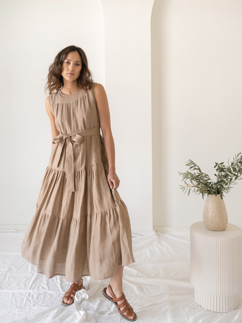 LAUDE the Label Tiered Maxi Dress - Mocha | Garmentory