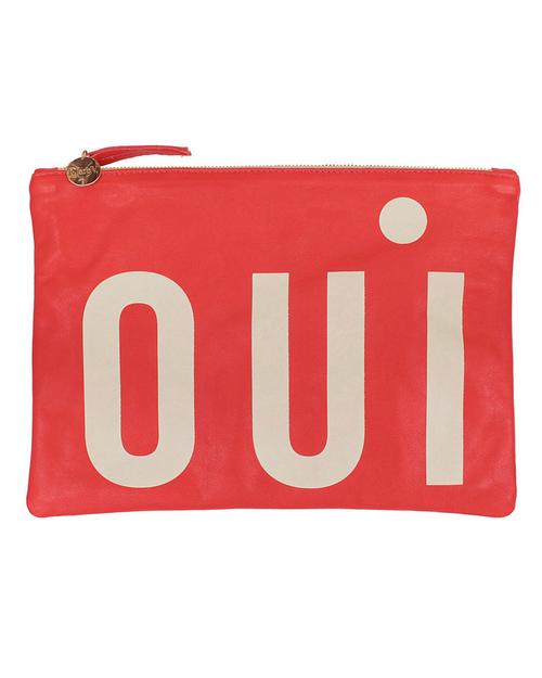 Clare Vivier Flat "Oui" Clutch in Poppy Leather Clare Vivier Flat "Oui" Clutch in Poppy Leather