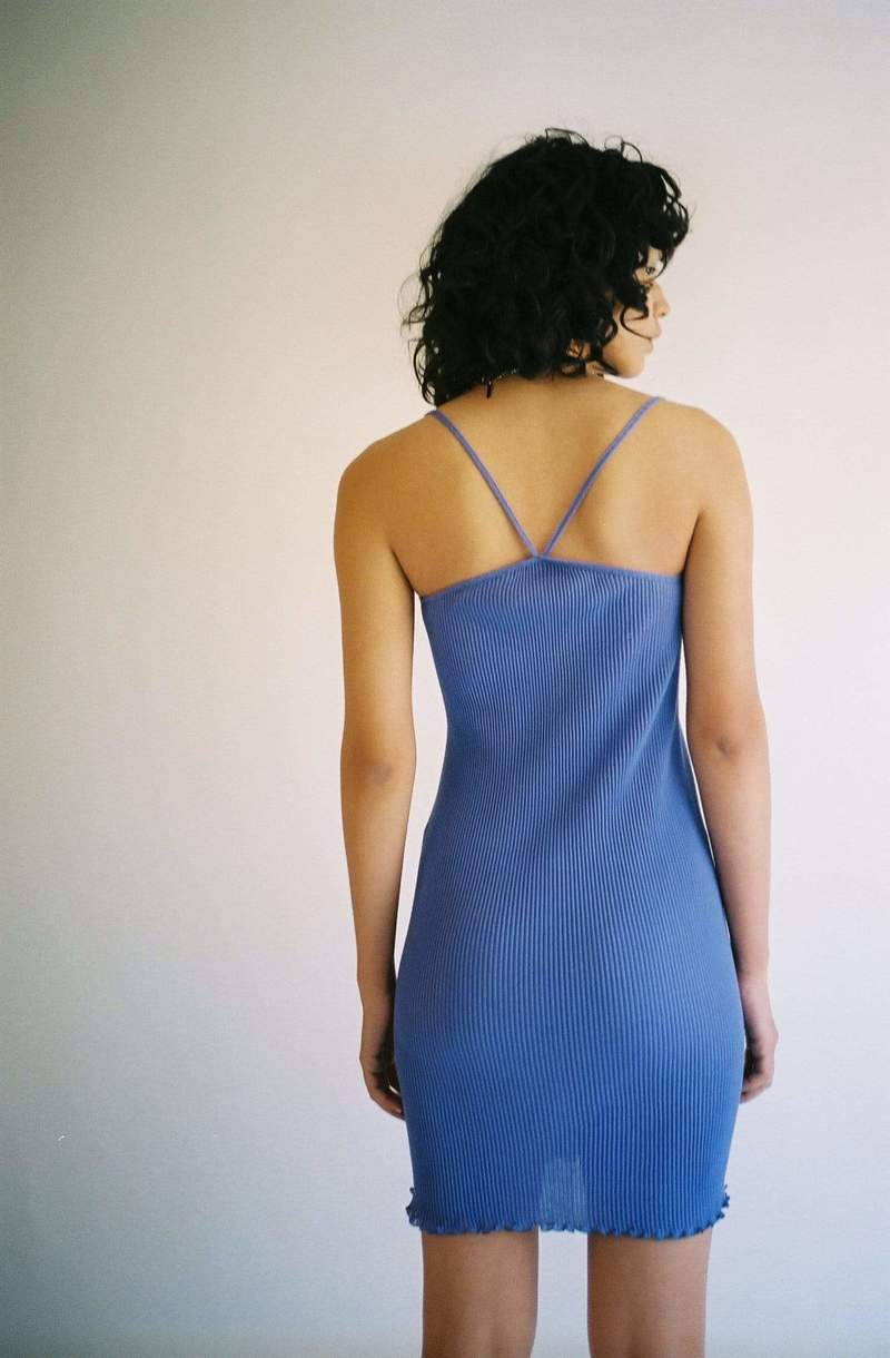 Priscavera Pleated Mini Dress - blue