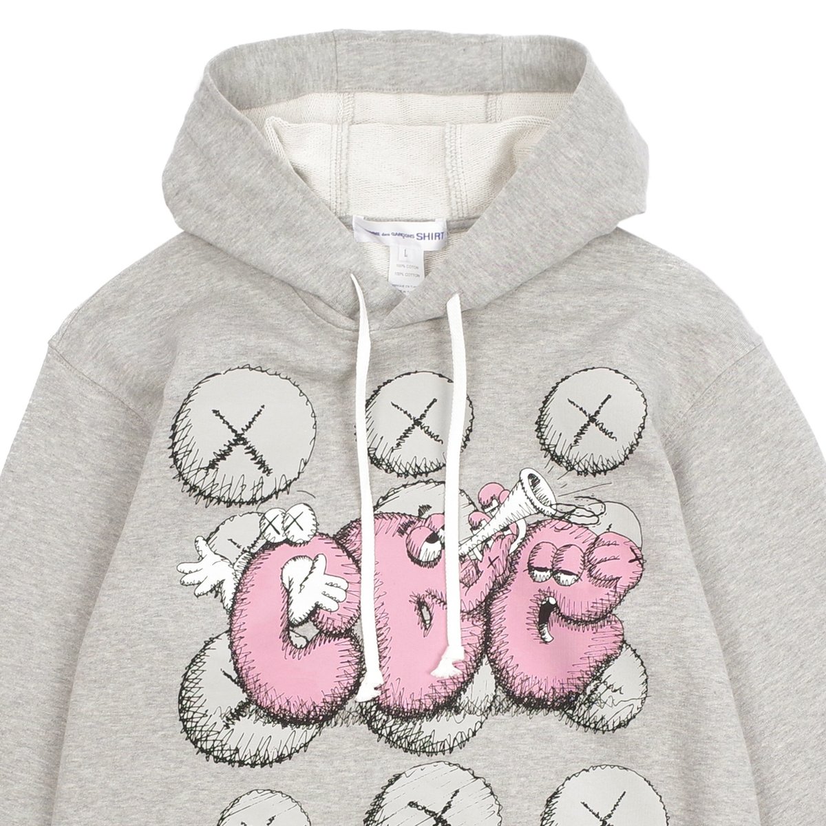 CDG SHIRT X KAWS HOODIE -GREY/PRINT 2 | Garmentory