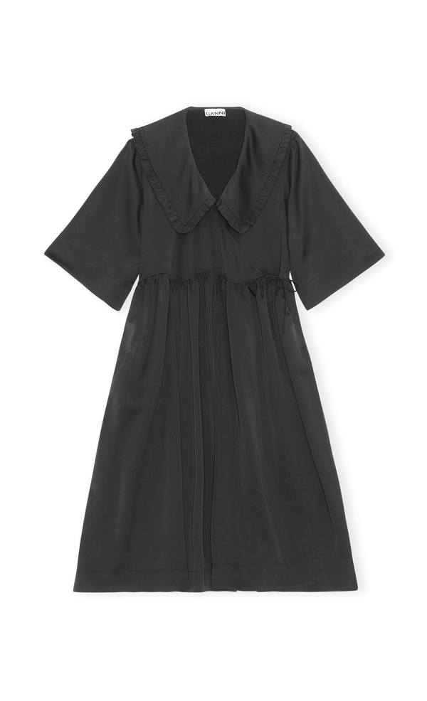 ganni black ruffle dress GANNI Black Ruffle Mini Dress