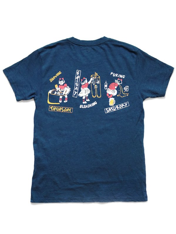 Kapital IDG Tenjiku Crew T WORKING PUKING pt top - Indigo