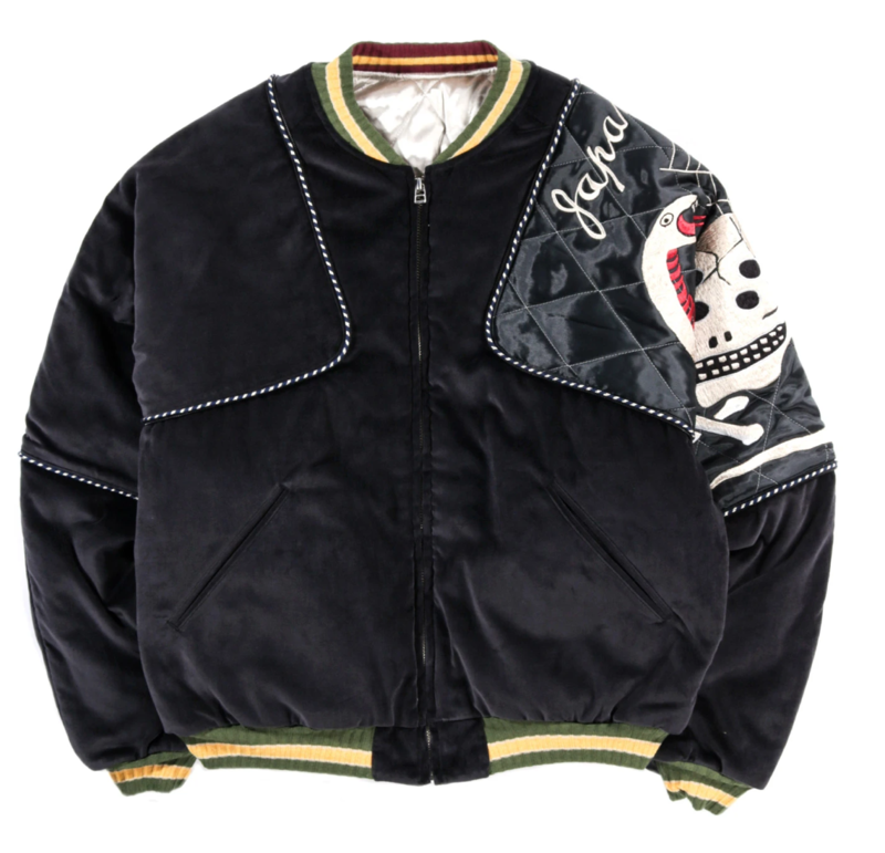 KAPITAL SULFER DYED VELVET SHAM BOMBER JACKET - RAIN-SKULL
