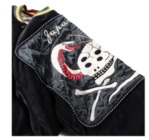 KAPITAL SULFER DYED VELVET SHAM BOMBER JACKET - RAIN-SKULL/SNAKE