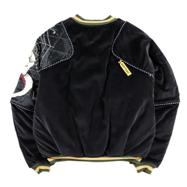 KAPITAL SULFER DYED VELVET SHAM BOMBER JACKET - RAIN-SKULL/SNAKE
