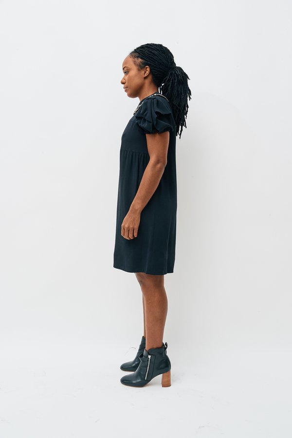 miu miu black mini dress Elegant Midi Length Long Lantern Sleeves Chiffon Wedding Guest Dresses main image 0