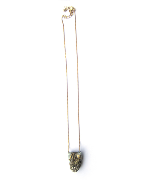 Adina Mills Petite Pyrite Pendant on 18" Brass Chain Adina Mills Petite Pyrite Pendant on 18" Brass Chain