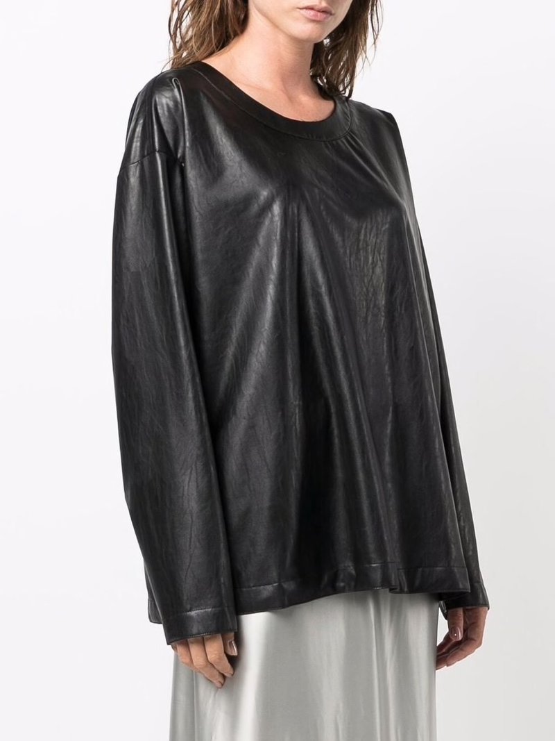 Faux Leather Sweatshirt in Black by MM6 Maison Margiela | Garmentory