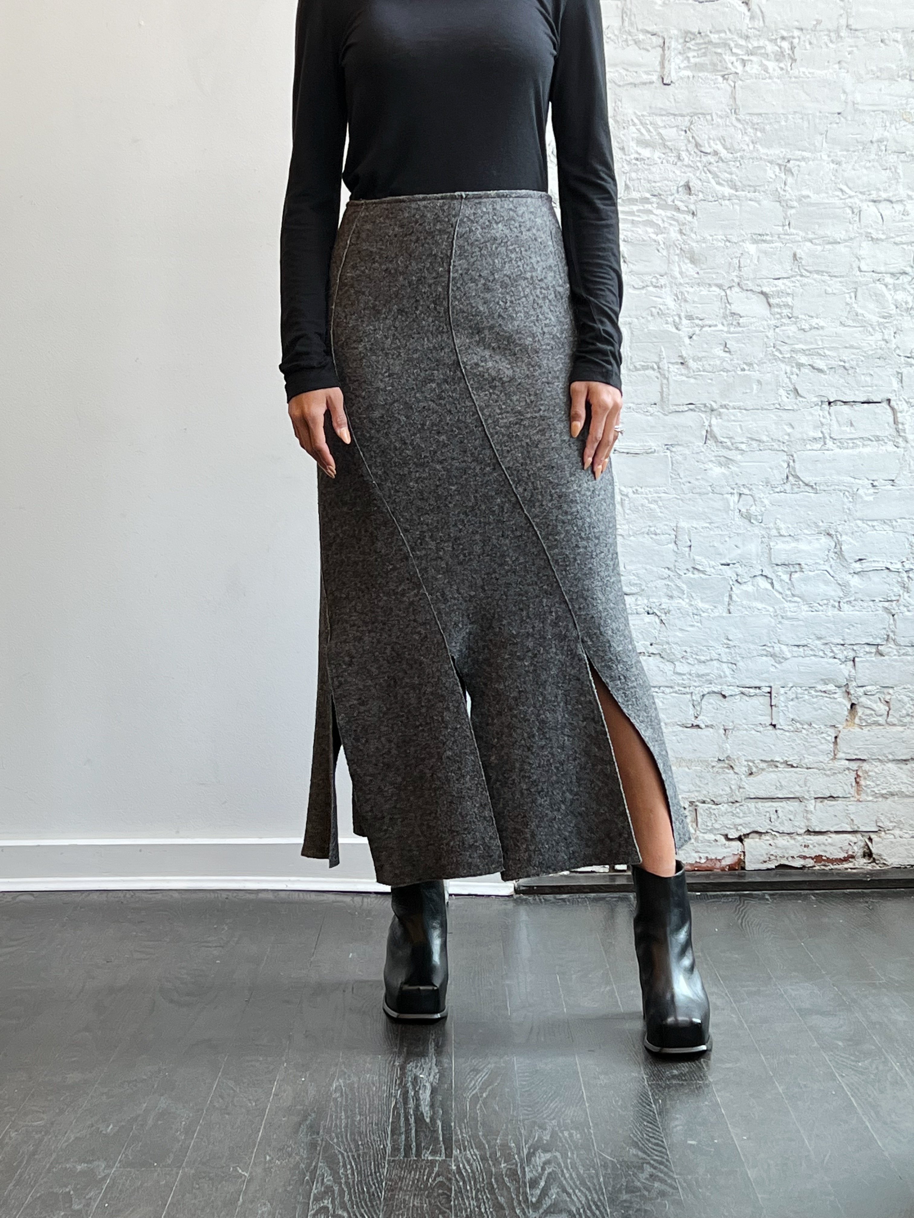 Grind and Glaze Linear Skirt Charcoal Garmentory