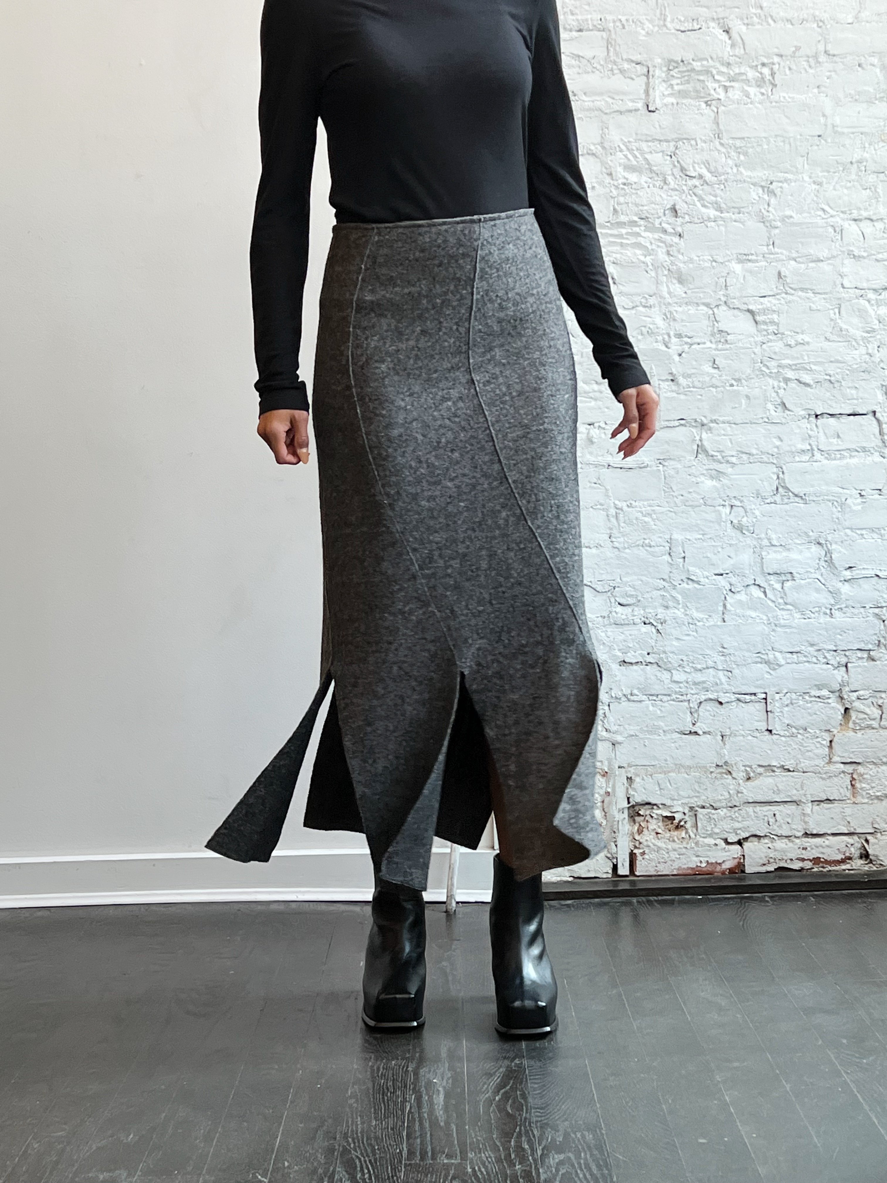 Grind and Glaze Linear Skirt Charcoal Garmentory