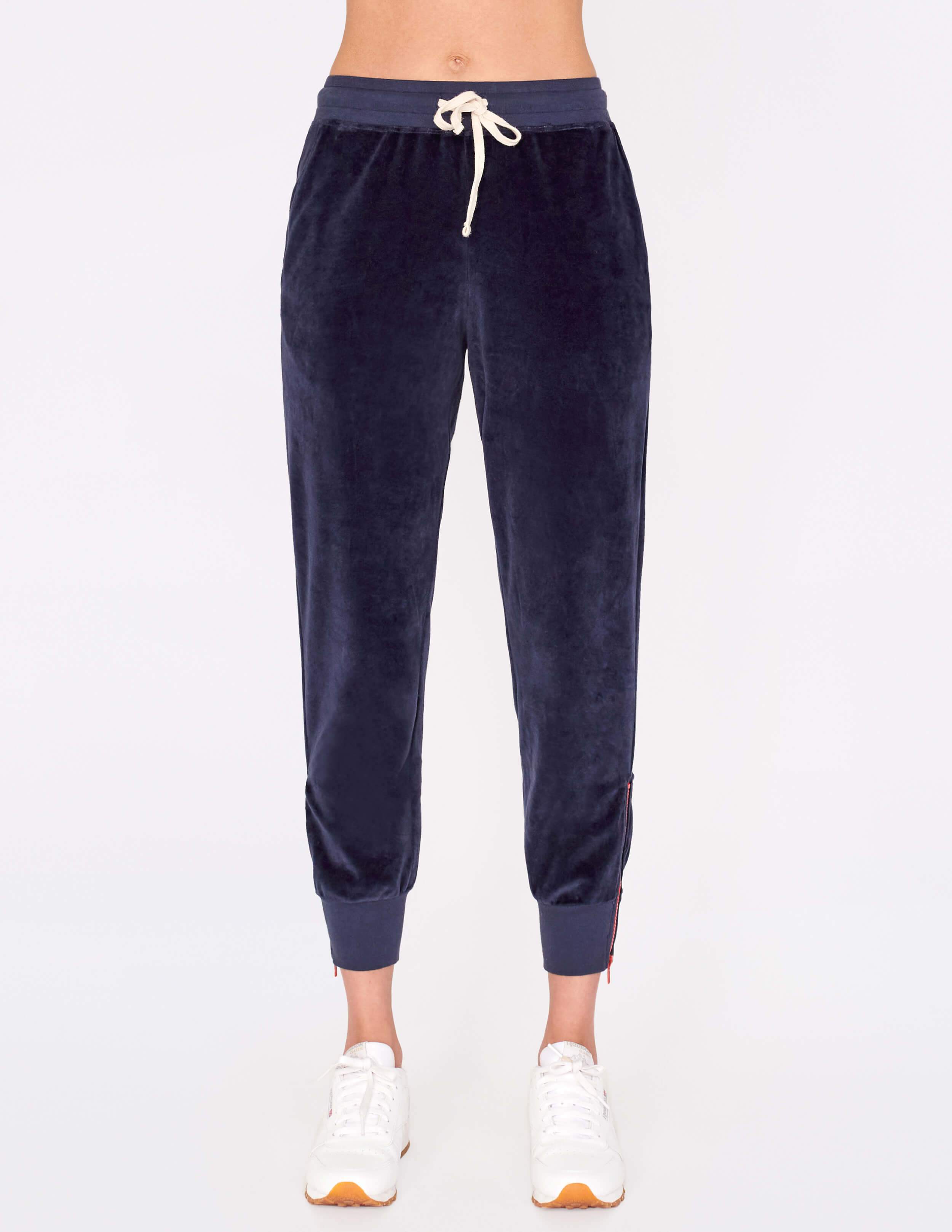 Sundry Velour Zip Ankle Jogger - Navy 