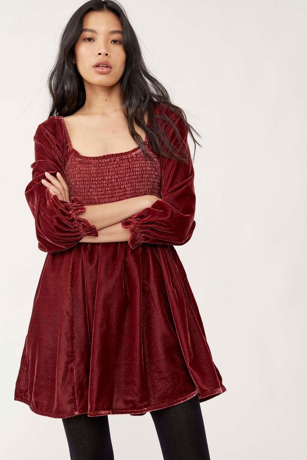 chinese dress ladies Put Yourself First Dark Red Velvet Tunic – Shop the Mint main image 0