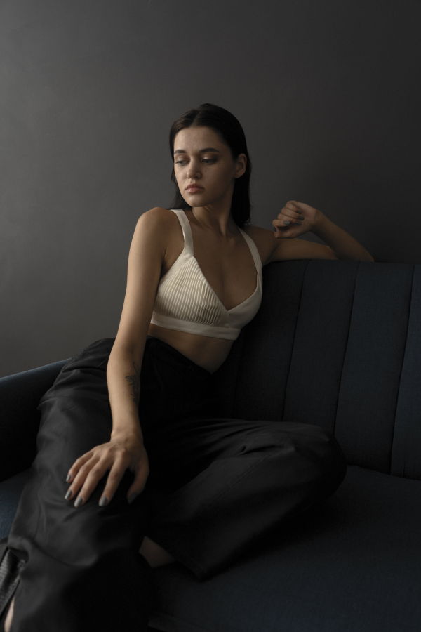 K M by L A N G E Zaporiyia Wool Bralette - Cream