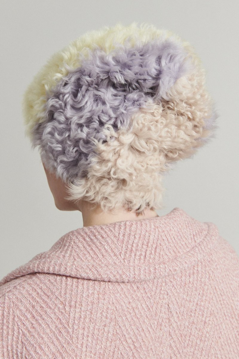 Rachel Comey Shearling Beanie - Lavender | Garmentory display picture 2