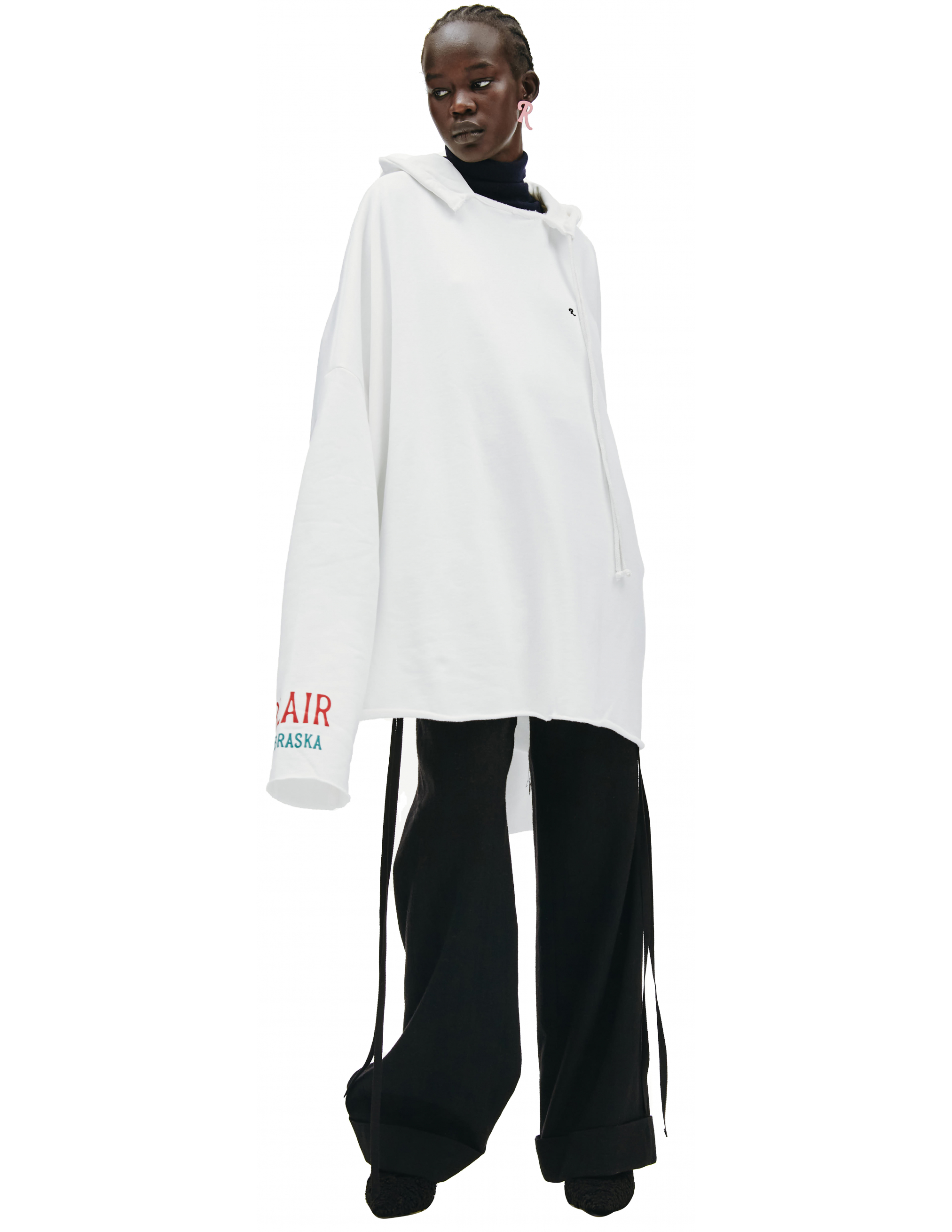 Raf Simons Oversized Printed Hoodie - White | Garmentory