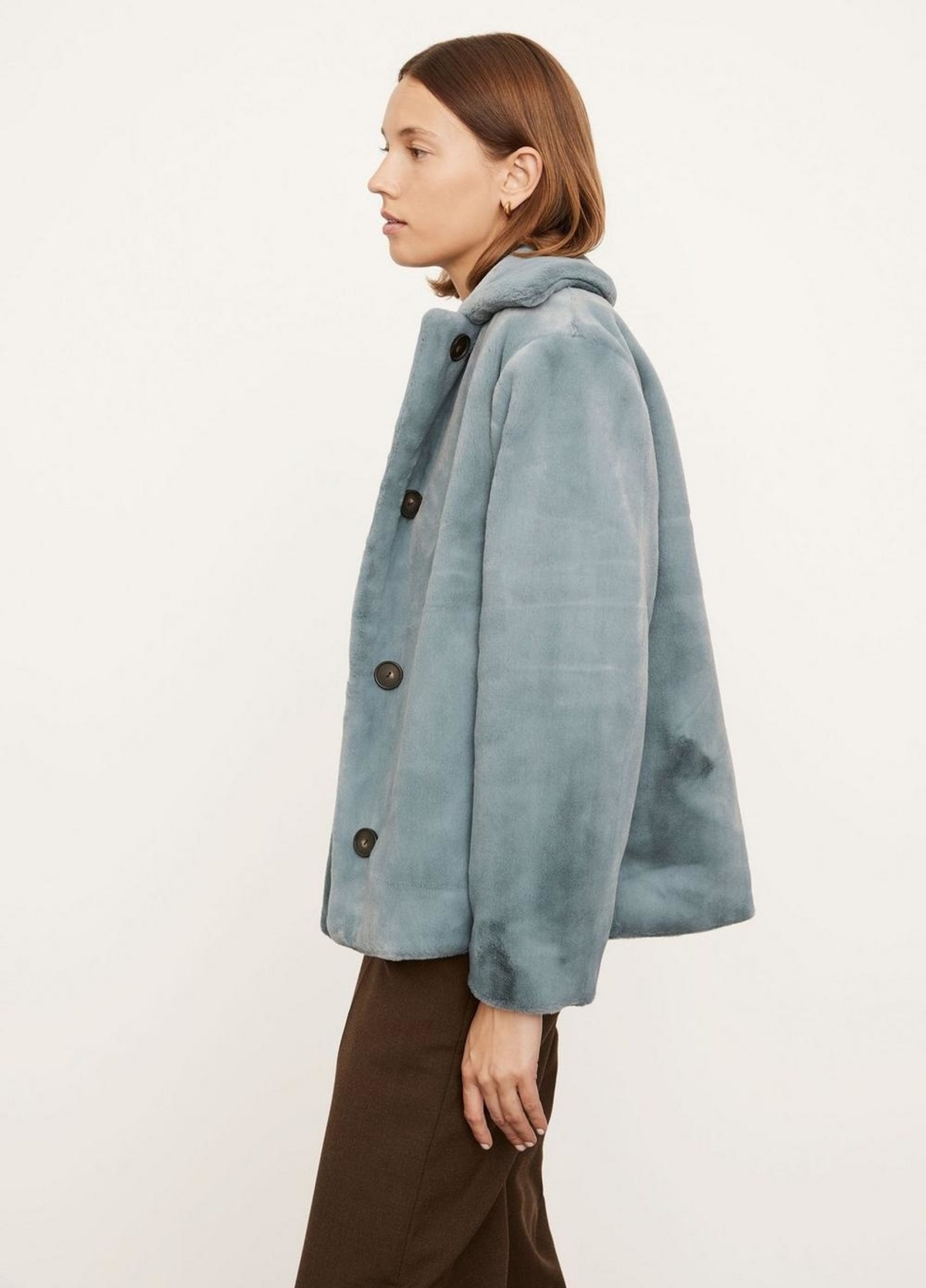 Faux Fur Vince Blue Coat NWOT Vince Camuto Double-Breasted Belted