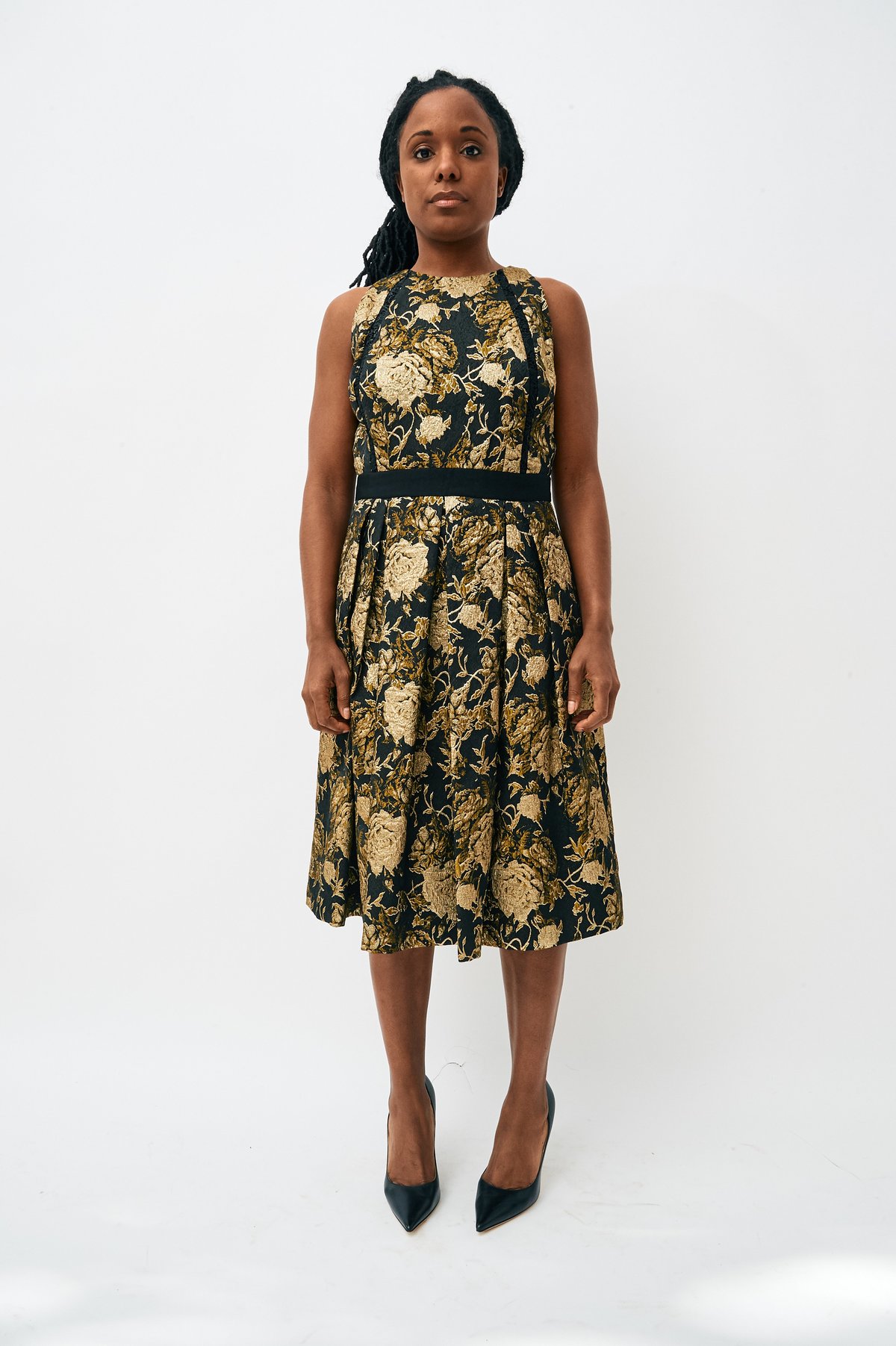 carmen marc valvo gold idol dress Metallic Jacquard Midi Category_New Homecoming Dresses