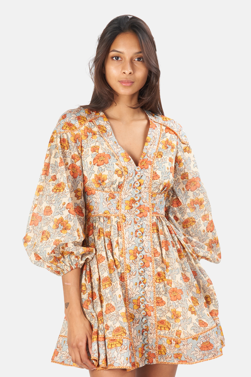 ZIMMERMANN ミニワンピース プリント入り【関税なし】 Zimmermann Women's Andie Buttoned Mini dress - Dusty Floral