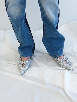 Y/Project x Melissa Court Point Mule, Silver/Blue | Garmentory